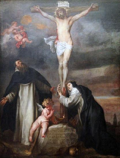 Anthony Van Dyck Christ on the Cross with Saint Catherine of Siena, Saint Dominic and an Angel oil painting image